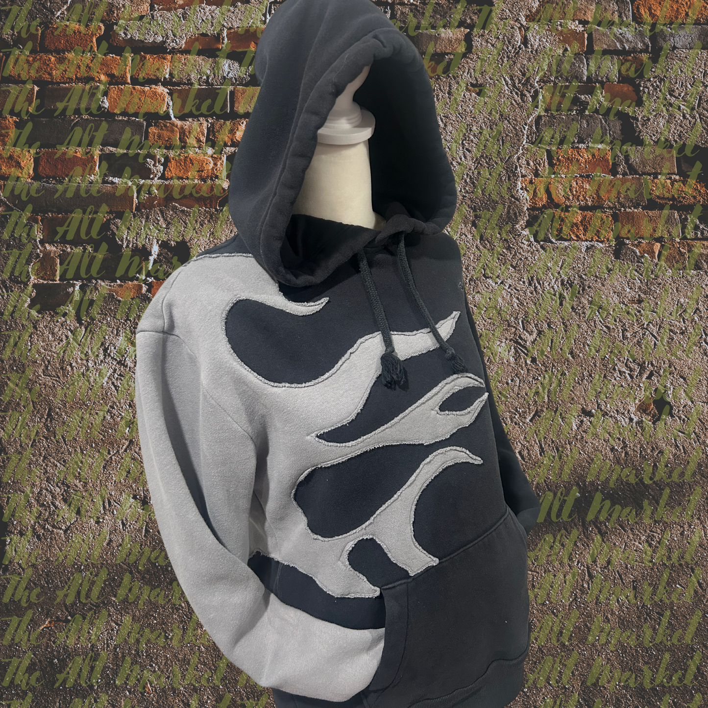 Upcycled Small Flame Hooded Sweatshirt